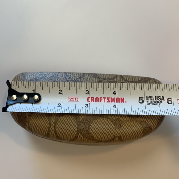 Coach logo brown & Tan faux leather medium hard shell clam case - Picture 8 of 10